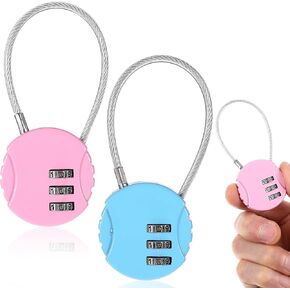Grevosea 2 Pack Combination Locks, 3 Digit Padlock Resettable Luggage Locks Gym Lock Small Combination Lock for Locker Suitcase Toolbox Backpack Laptop Bag Cabinet Storage (Blue+Pink)