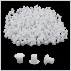 DGZZI 300PCS Flat Head Screw Cap Round Button Plug Drilling Cover Plug White 5MM Furniture Plastic Hole Plug Cover for Cabinet Cupboard Shelf Licence Furniture Hardware