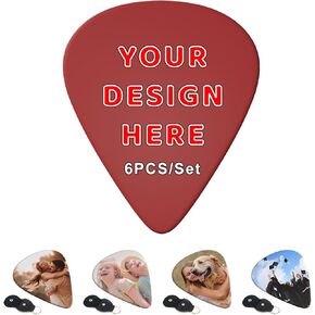Personalized Guitar Picks Custom Name Logo Photo Guitars Pick 6-600 Pack Thin Medium Heavy Plectrums Acoustic Electric Guitar Bass Ukulele Accessories Gifts for Men Women, Marble Black 0.96mm
