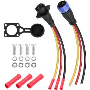 CERRXIAN Trolling Motor Plug Receptacle Set,3 Pin 8AWG 50Amp Marine Boat DC Power Connector,Waterproof Trolling Motor Quick Connect,12V/24V/36V/48V Male&Female Trolling Motor Connector