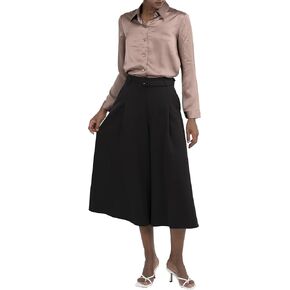 Black Wide Leg Tuytsi Pant, Culottes Womens Casual High Waist Wide Leg Pants, Slacks for Women