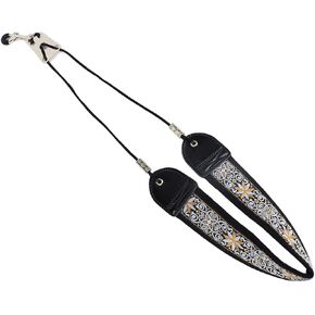 Embroidery Saxophone Neck Strap, Adjustable Instrument Accessories with Metal Hook, Ergonomic Design for Alto Tenor Sax, Suitable for Baritone Soprano Clarinet Oboe (TS‑08