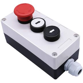mxuteuk 1 NO Black 1 NO White momentary Switch Control Up-Down, 1NC Red Mushroom Emergency Stop Latching Switch Station Box Switch Pushbutton Switches HZ-JTSX