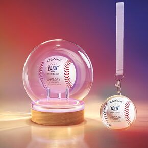 Baseball Display Case with Colorful Cycling LED Lights, 360° Glass Design & UV Protection Baseball Holder with Baseball Carrier Ball and Strap - Ideal for Golf Balls, Tennis, Jewelry and Figurines