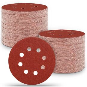 100 PCS 5 Inch Sanding Discs 120 Grit, 8 Hole Aluminum Oxide Hook and Loop Round Sandpaper for Random Orbital Sander