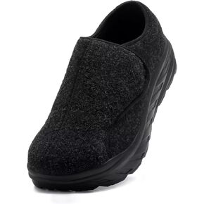 OrthoComfoot Men's Orthopedic Diabetic Wide Walking Shoes: Plantar Fasciitis Arch Support Hook and Loop Comfortable Casual Loafers, Swollen Feet Orthotic Dress Leather Shoes Foot Heel Pain Relief