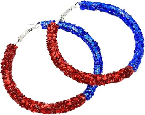 Glitter Game Day Hoop Earrings Shiny Colorful Football Rubby Circle Earrings Sports Fans Team Supporter Gift Touch Down Jewelry in Saudi Arabia