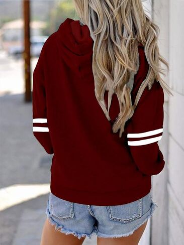 Womens Soccer Mom Hoodies Long Sleeve Casual Loose Striped Soccer Graphic Sweatshirt with Pocket in Kuwait