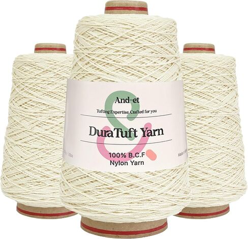 DuraTuft Yarn 45 Vibrant Colors Tufting Nylon Yarn Pack - Ideal for Crochet, Craft Projects -100% B.C.F. - 3 Cones x 1.66lbs -180yards -Perfect for Rug Weaving and Knitting (19 Orange) in Kuwait