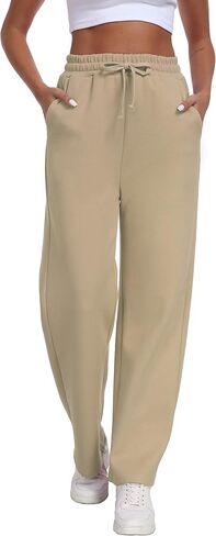 Women's Straight Leg Sweatpants High Waist Baggy Sweat Pants Casual Workout Pants Soft Lounge Pants with Pockets in Kuwait