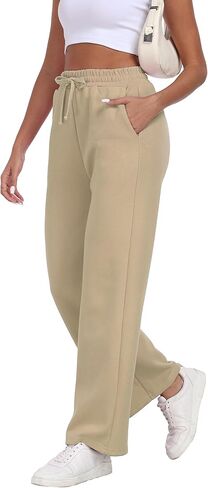 Women's Straight Leg Sweatpants High Waist Baggy Sweat Pants Casual Workout Pants Soft Lounge Pants with Pockets in Kuwait