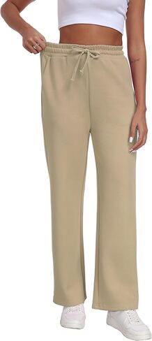 Women's Straight Leg Sweatpants High Waist Baggy Sweat Pants Casual Workout Pants Soft Lounge Pants with Pockets in Kuwait