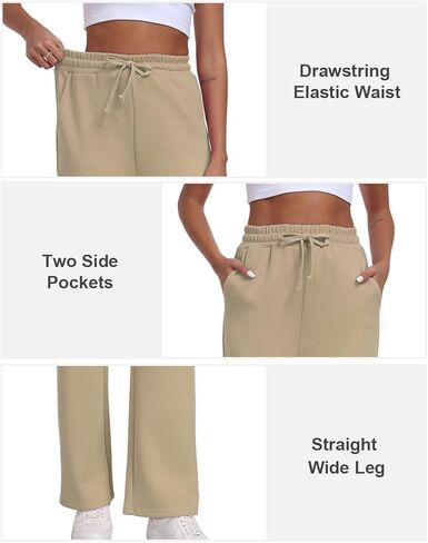 Women's Straight Leg Sweatpants High Waist Baggy Sweat Pants Casual Workout Pants Soft Lounge Pants with Pockets in Kuwait