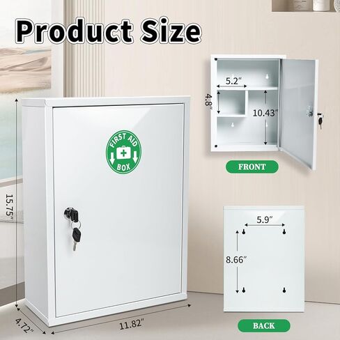 منظم خزانة طبية مثبت على الحائط للحمام، صندوق قفل لتخزين الأدوية مصنوع بشكل جيد، خزانة طبية لقفل الإسعافات الأولية من الفولاذ الآمن للعائلة in Kuwait