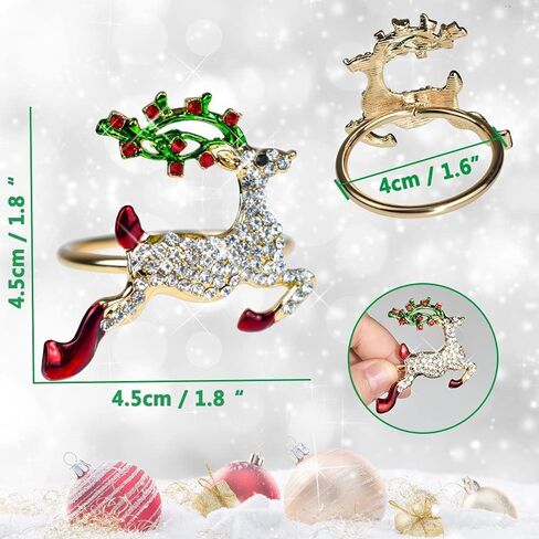عيد الميلاد منديل الدائري مجموعة من 6، عيد الميلاد تخزين شجرة الأيائل إكليل أجراس قصب حلقات منديل هدية حفلة عيد الميلاد، أصحاب مناديل عيد الميلاد لديكور طاولة الطعام in Saudi Arabia