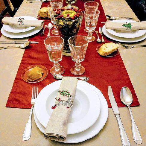 عيد الميلاد منديل الدائري مجموعة من 6، عيد الميلاد تخزين شجرة الأيائل إكليل أجراس قصب حلقات منديل هدية حفلة عيد الميلاد، أصحاب مناديل عيد الميلاد لديكور طاولة الطعام in Saudi Arabia