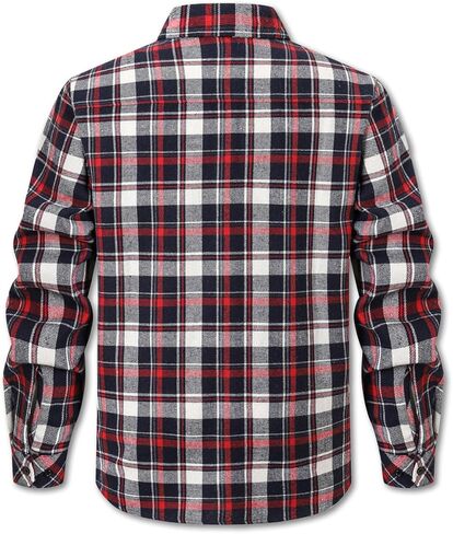 Cromoncent Mens Casual Flannel Shirts Long Sleeve Western Plaid Shirt with Double Chest Pockets,Blue Plaid,Large in Kuwait