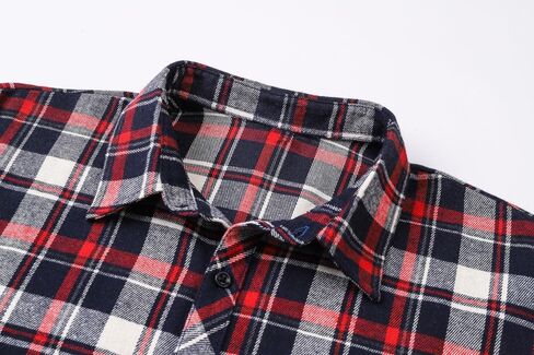 Cromoncent Mens Casual Flannel Shirts Long Sleeve Western Plaid Shirt with Double Chest Pockets,Blue Plaid,Large in Kuwait