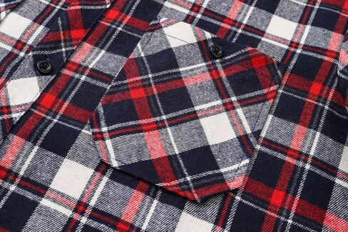 Cromoncent Mens Casual Flannel Shirts Long Sleeve Western Plaid Shirt with Double Chest Pockets,Blue Plaid,Large in Kuwait