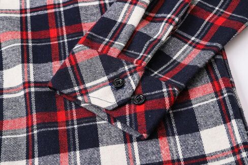 Cromoncent Mens Casual Flannel Shirts Long Sleeve Western Plaid Shirt with Double Chest Pockets,Blue Plaid,Large in Kuwait