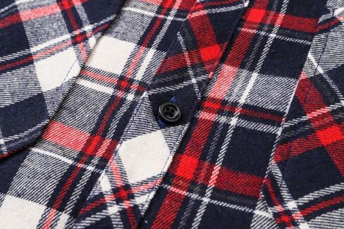 Cromoncent Mens Casual Flannel Shirts Long Sleeve Western Plaid Shirt with Double Chest Pockets,Blue Plaid,Large in Kuwait