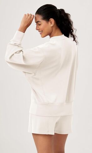 ODODOS Modal Soft Long Sleeve Oversized Sweatshirts for Women High Crew Neck Relaxed Pullover Tops in Kuwait