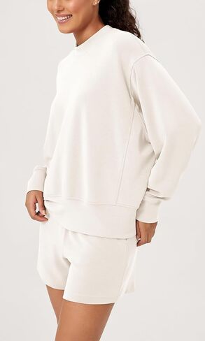 ODODOS Modal Soft Long Sleeve Oversized Sweatshirts for Women High Crew Neck Relaxed Pullover Tops in Kuwait