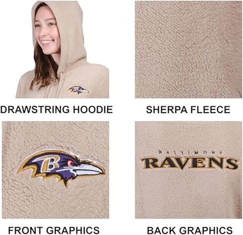 Ultra Game Women's NFL Official Super Soft Sherpa Full Zip Hoodie Sweatshirt Jacket in Saudi Arabia