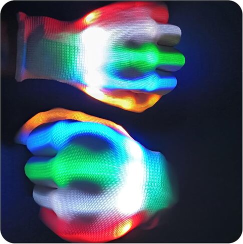 قفازات Rave Gloves LED لأزياء الهالوين العائلية، ألعاب قفازات مضيئة للأعمار من 14 عامًا فما فوق، ألعاب Rave، ألعاب أصدقاء قوس قزح، ألعاب رائعة للرجال والنساء الذين تتراوح أعمارهم بين 13 و18 عامًا فما فوق in Kuwait