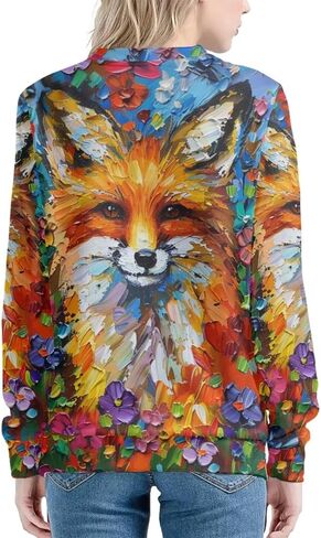 PinUp Angel Cute Animal Graphic Classic Pullover Soft Long Sleeve Art Oil Painting Patterned Sweatshirts for Women in Kuwait