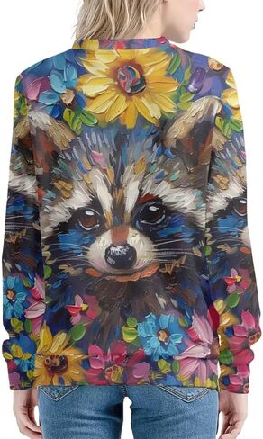 PinUp Angel Cute Animal Graphic Classic Pullover Soft Long Sleeve Art Oil Painting Patterned Sweatshirts for Women in Kuwait