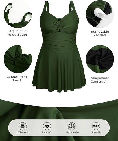 Hanna Nikole Women Plus Size 1 Swimdress بدلة السباحة المتواضعة قطع ملابس السباحة v الرقبة اللطيفة in Kuwait