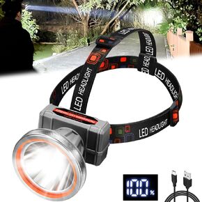 Headlamp Rechargeable, Super Bright LED Headlight Waterproof Head Lamp for Outdoor Camping Running Hiking Night Fishing Hunting