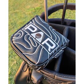 Big Teeth Golf Club Headcover Full Set Driver Wood Hybrid Putter Headcover Leather Golf Club Head Covers, Topographic Edition Golf Head Covers, Pure Black Golf Club Covers for Men