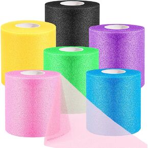 Pre Wrap Athletic, 6 Rolls Prewrap Athletic Tape, Multi Color Pre Wrap Tape for Hair Soccer, Foam Sports Pre-Wrap Underwrap Tape (Green, Blue, Pink, Black, Purple, Yellow)