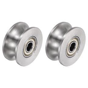 uxcell 2pcs U Groove Track Wheel, 1.89" 304 Stainless Steel Sliding Gate Double Bearing Rollers for Inverted Track, Industrial Machines, Sliding Gate