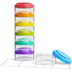 AUVON Stackable Pill Organizer for Flexible Use, Extra Large Weekly Pill Case with Efficient Filling Design, Colorful Pill Box 7 Day Easy to Track, Pill Container for Medications, Vitamins, Fish Oils