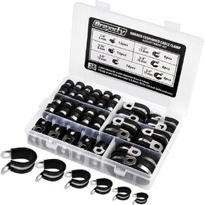 52 PCS Cable Clamps Kit - 304 مشابك سلك الفولاذ المقاوم للصدأ من 6 أحجام - 1/4 "5/16" 3/8 "1/2" 5/8 "3/4" - إلى الحزمة ، المشبك ، وحماية الأسلاك ، الأنابيب ، والكابلات in Kuwait