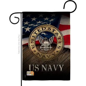 Navy US Burlap Garden Flag Armed Forces USN Seabee United State American Military Veteran Retire Official Small Decorative Gift Yard House Banner Double-Sided Made In USA 13 X 18.5