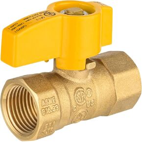 1-Pack HeSun Straight Gas Ball Valve,3/8 Inch FIP x 3/8 Inch FIP Connection, 1/4 Turn Brass Gas Shut Off Ball Valve