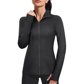 Vldnery Womens Lightweight Athletic Jacket Full Zip Long Sleeve Shirts Moisture Wicking Hiking Running Workout Tops Black 4XL