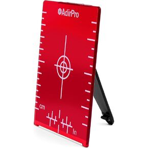 AdirPro Magnetic Floor Target Plate - Heavy Duty Laser Target Plate with Sturdy & Secure Stand - Enhance The Brightness for Laser Line Targets (4x3 Inches, Red)