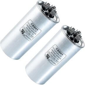 70+7.5 MFD uf 370 or 440 Volt VAC Round Dual Run Capacitor by BlueStars - Compatible for Air Conditioner or Heat Pump Condenser - Pack of 2