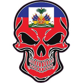 Haitian Flag Skull Vinyl Decal - Haiti Bumper Sticker - Proud Haitian Sticker