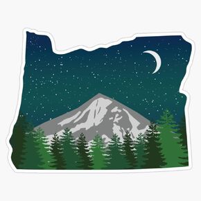 Oregon Mountain On A Starry Night Sticker Vinyl Decal Bumper Sticker 5"