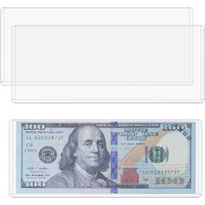 ONLYKXY Clear Plastic Dollar Bill Top-Load Display Protector Holder Sleeve Money Organizer Pockets Currency Album Banknotes Collecting Storage Saving Envelopes Bag Boxes for Card Coin,6.5x2.8in (3)