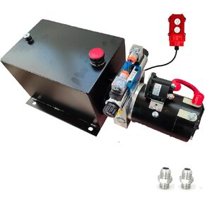Hydraulic Power Unit 1.6 KW, 2200PSI 12V DC Hydraulic Station Pump, Power Unit for Dump Trailer Car Lifting Platforms, 12 Quart (Double Acting, Handle Control)