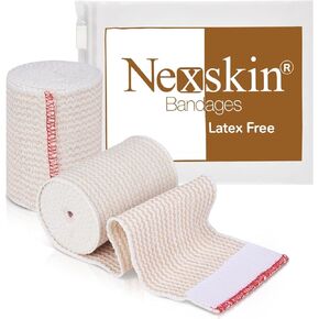Premium Elastic Bandage Wrap (3" Wide, 2 Pack) - Nexskin Latex Free Athletic/Medical Compression Bandages Hook & Loop Fasteners at Both Ends - Lifetime Washable & Reusable Bandages