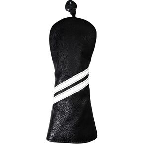 Vintage Golf Club Head Covers for Driver, Fairway Woods and Hybrids Classic Stripes Style Synthetic PU Leather Headcover with Number Tag