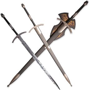 049-37-1 52.5 Inch Head of The Ringwraith/Angmar Sword, Movie Identical Weapon Prop, All Metal - with Display Plate